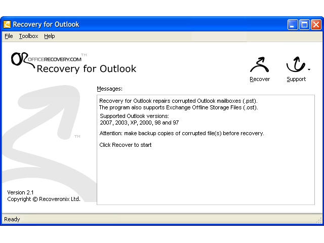 Recovery for Outlook Screenshot